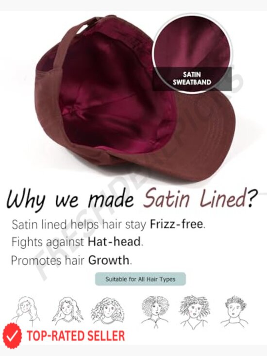 Satin Lined Baseball Cap Unstructured Dad Hat Adjustable Silk Lining Washed main image 5